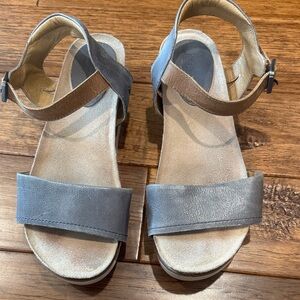 Joseph Seibel Gray and Tan adjustable strap Sandals 38